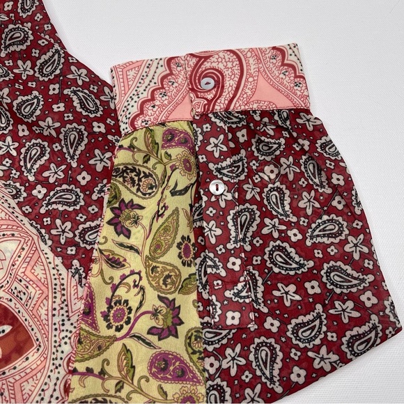 Soft Surroundings Blouse Top Langdon Patchwork Paisley Sheer Boho Peasant Office - Picture 6 of 15